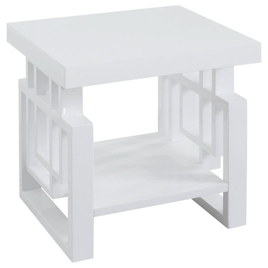 Schmitt Rectangular Side End Table White High Gloss - Walo Furniture 