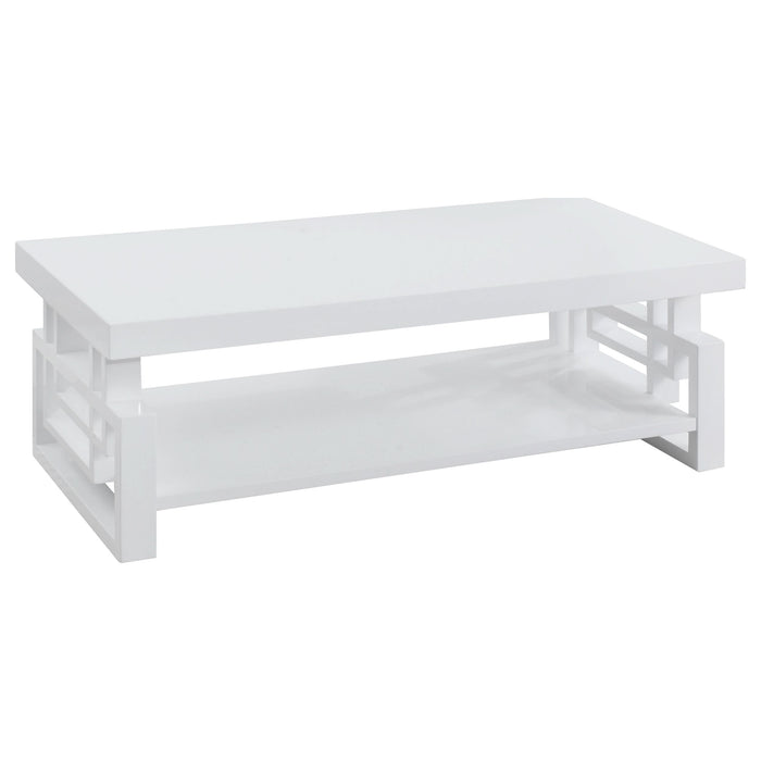 Schmitt Rectangular Coffee Table White High Gloss - Walo Furniture 