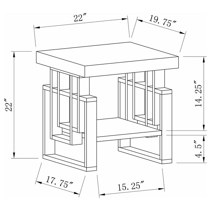 Schmitt Rectangular Side End Table White High Gloss - Walo Furniture 