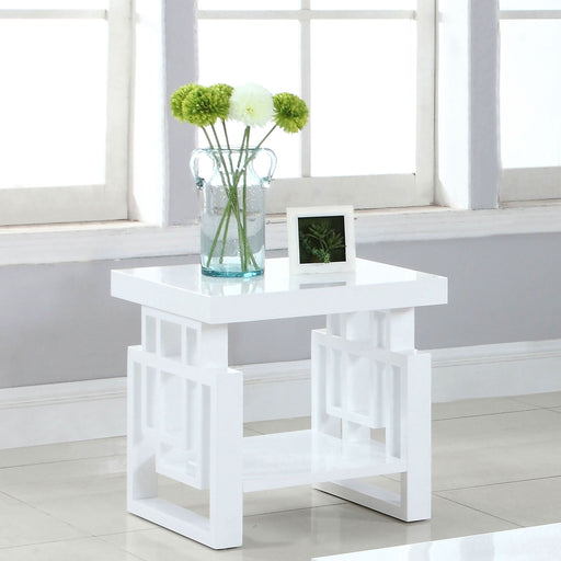 Schmitt Rectangular Side End Table White High Gloss - Walo Furniture 