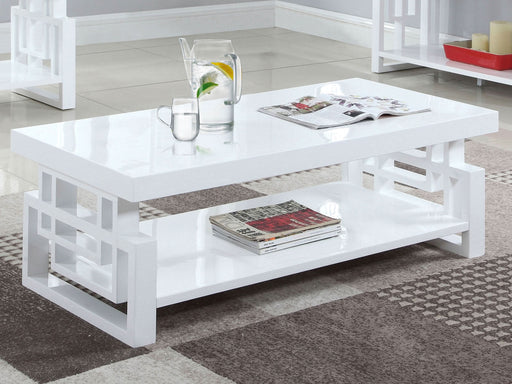 Schmitt Rectangular Coffee Table White High Gloss - Walo Furniture 