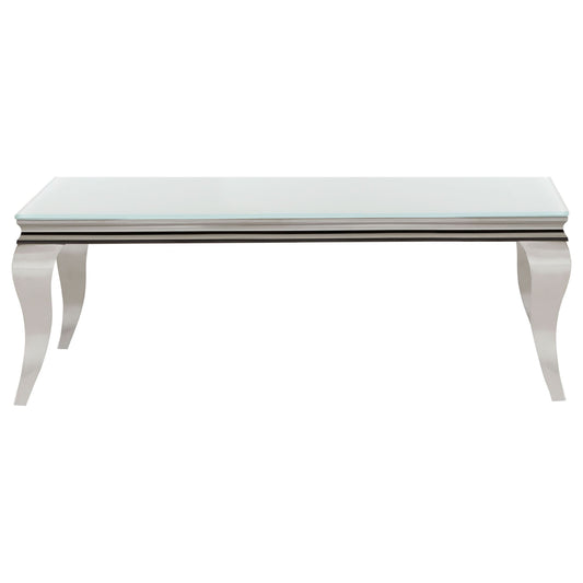 Carone Rectangular Glass Top Coffee Table White and Chrome