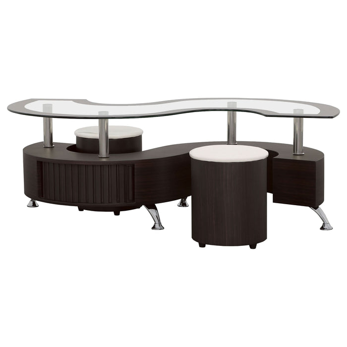 Buckley 3-piece Coffee Table and Stools Set Cappuccino - Walo Furniture 