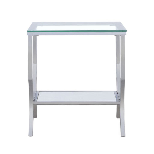 Saide Square Glass Top Side End Table Chrome - Walo Furniture 