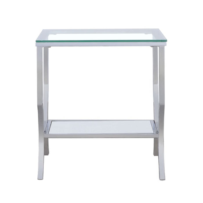 Saide Square Glass Top Side End Table Chrome - Walo Furniture 