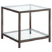 Trini 1-shelf Glass Top Side End Table Black Nickel - Walo Furniture 