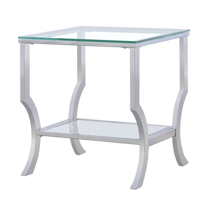 Saide Square Glass Top Side End Table Chrome - Walo Furniture 