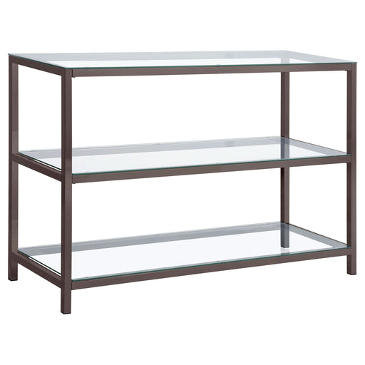 Trini 2-shelf Glass Top Entryway Console Table Black Nickel - Walo Furniture 