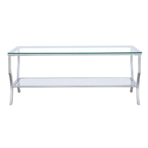 Saide Rectangular Glass Top Coffee Table Chrome - Walo Furniture 