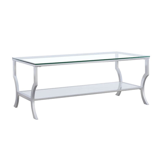 Saide Rectangular Glass Top Coffee Table Chrome - Walo Furniture 