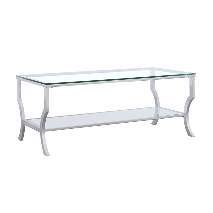 Saide Rectangular Glass Top Coffee Table Chrome - Walo Furniture 