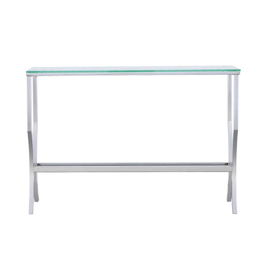 Saide Rectangular Glass Top Entryway Console Table Chrome - Walo Furniture 