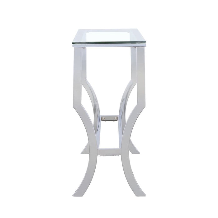 Saide Rectangular Glass Top Entryway Console Table Chrome - Walo Furniture 