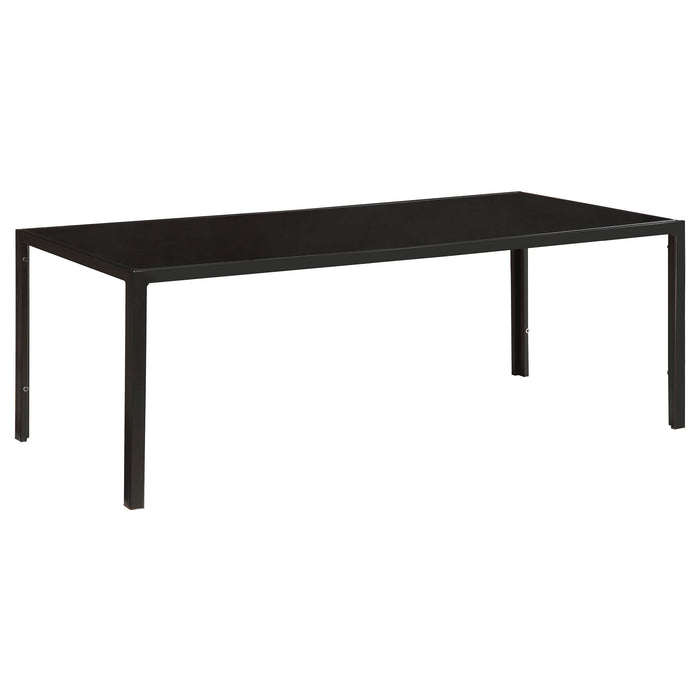 Brock Rectangular Glass Top Coffee Table Set Black - Walo Furniture 