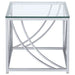 Lille Square Glass Top Side End Table Chrome - Walo Furniture 