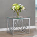 Lille Square Glass Top Side End Table Chrome - Walo Furniture 