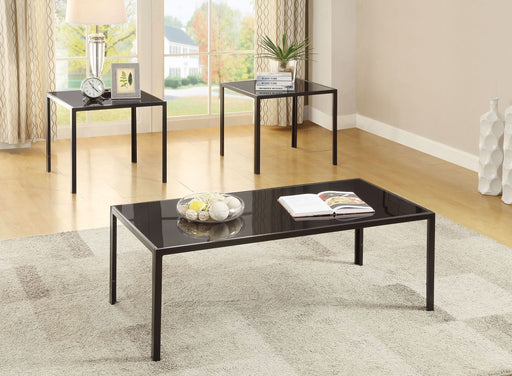 Brock Rectangular Glass Top Coffee Table Set Black - Walo Furniture 