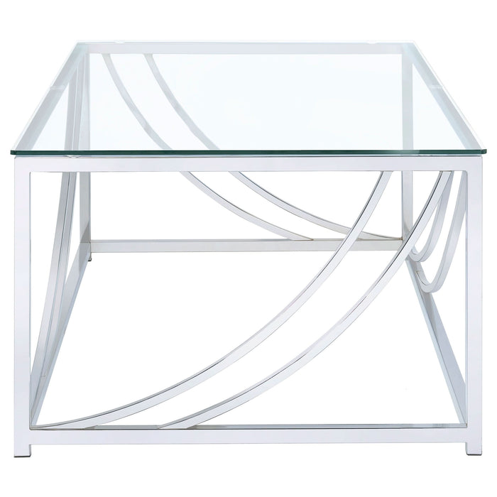 Lille Rectangular Glass Top Coffee Table Chrome - Walo Furniture 