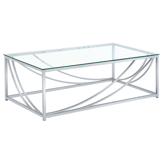 Lille Rectangular Glass Top Coffee Table Chrome - Walo Furniture 