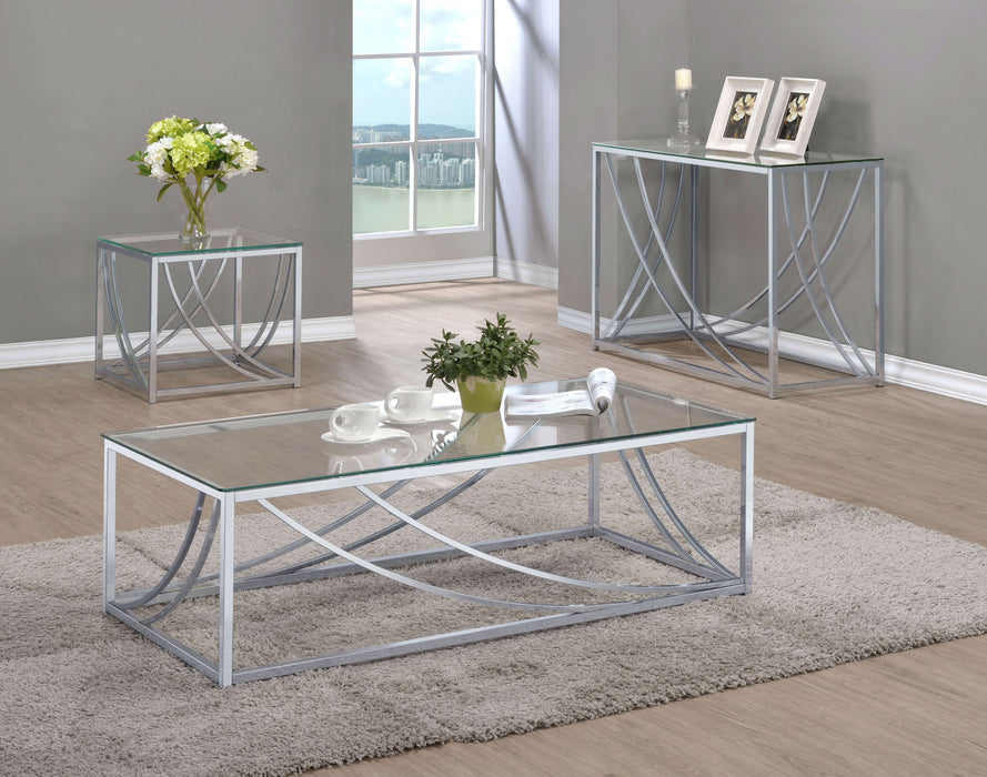 Lille Square Glass Top Side End Table Chrome - Walo Furniture 