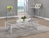 Lille Square Glass Top Side End Table Chrome - Walo Furniture 