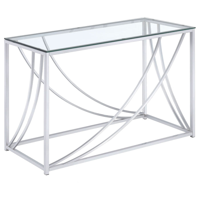 Lille Glass Top Entryway Sofa Console Table Accents Chrome - Walo Furniture 