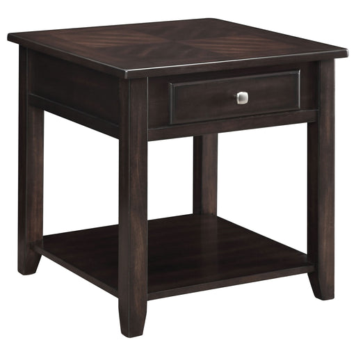 Bradford 1-drawer Square Wood End Table Walnut - Walo Furniture 