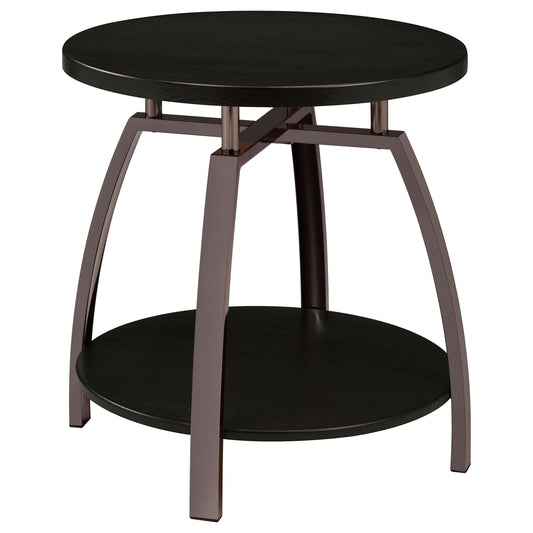 Dacre Round Engineered Wood Top Side End Table Dark Charcoal