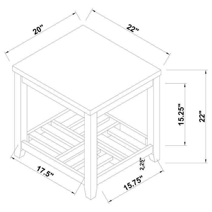 Cliffview 1-shelf Square Wood Side End Table Grey - Walo Furniture 