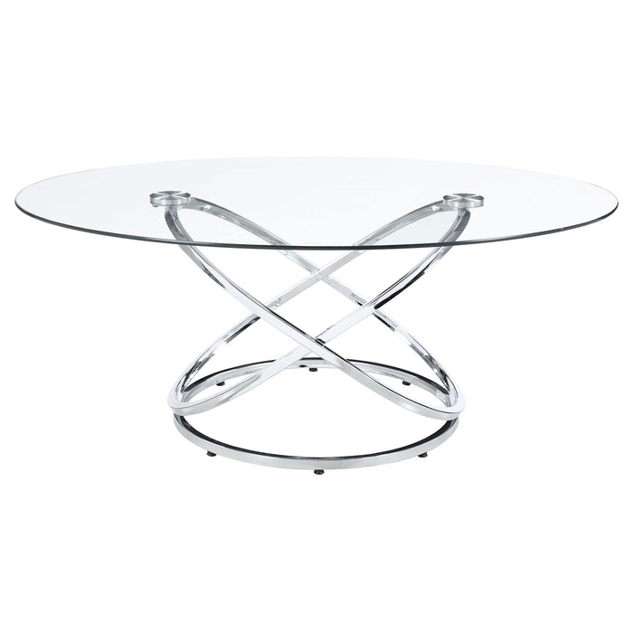 Warren 3-piece Oval Glass Top Coffee Table Set Chrome - Walo Furniture 