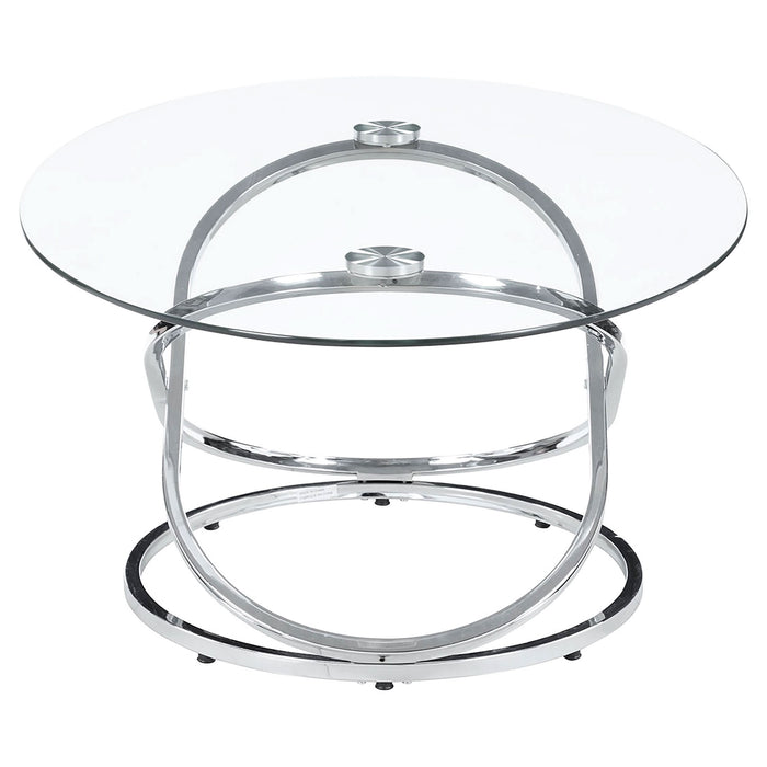 Warren 3-piece Oval Glass Top Coffee Table Set Chrome - Walo Furniture 