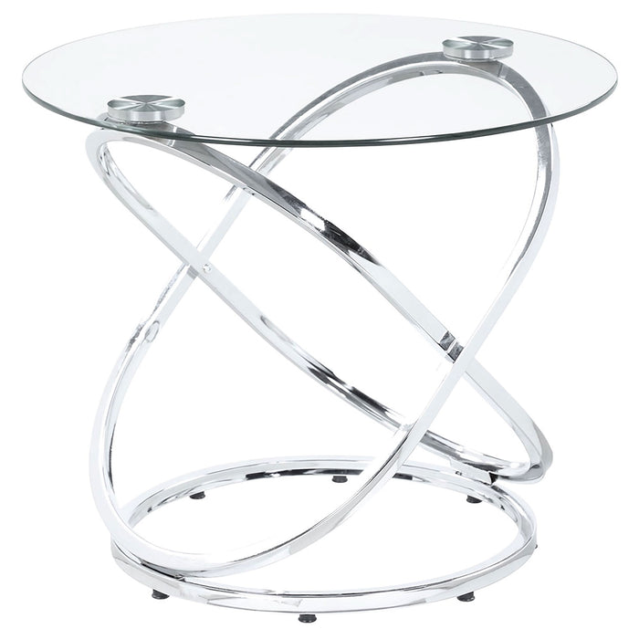 Warren 3-piece Oval Glass Top Coffee Table Set Chrome - Walo Furniture 