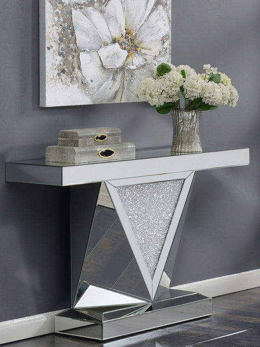 Amore Mirrored Acrylic Entryway Sofa Console Table Silver - Walo Furniture 