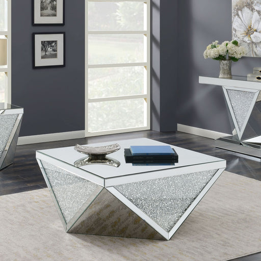 Amore Square Mirrored Acrylic Crystal Coffee Table Silver - Walo Furniture 