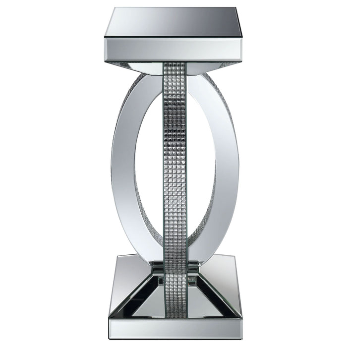 Amalia Square Mirrored Acrylic Crystal Side End Table Silver - Walo Furniture 