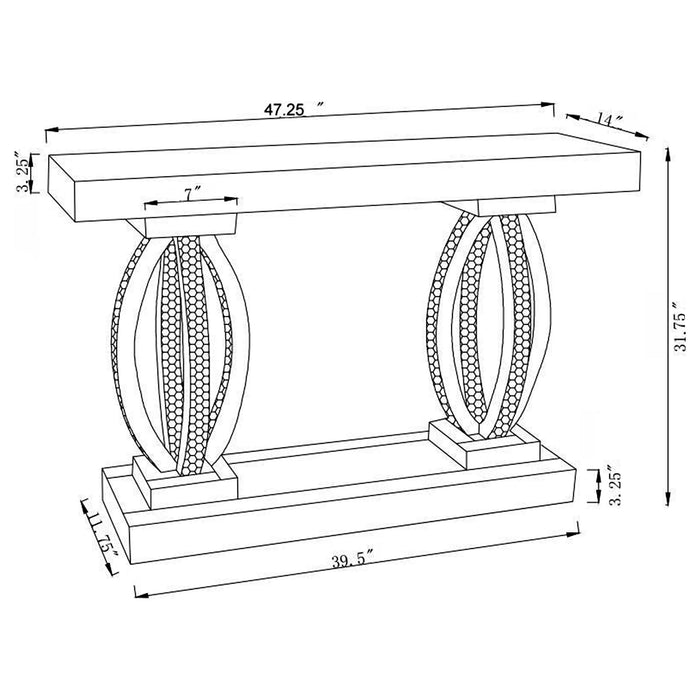 Amalia Mirrored Acrylic Entryway Sofa Console Table Silver - Walo Furniture 