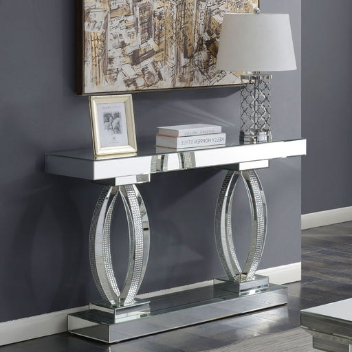 Amalia Mirrored Acrylic Entryway Sofa Console Table Silver - Walo Furniture 