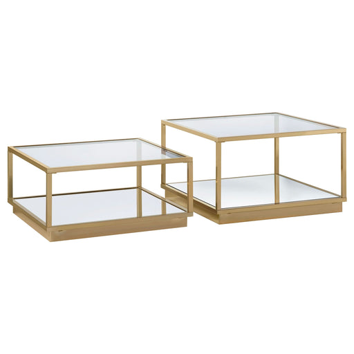 Renee 2-piece Square Coffee Table Set Rose Brass - Walo Furniture 