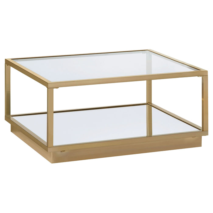 Renee 2-piece Square Coffee Table Set Rose Brass - Walo Furniture 