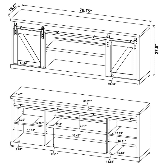 Brockton 2-door Engineered Wood 71" TV Stand Grey Driftwood - Walo Furniture 