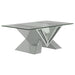 Taffeta Glass Top Mirrored Acrylic Coffee Table Silver - Walo Furniture 