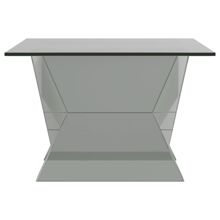 Taffeta Glass Top Mirrored Acrylic Coffee Table Silver - Walo Furniture 