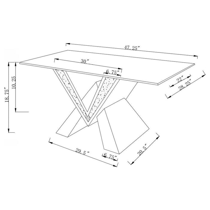 Taffeta Glass Top Mirrored Acrylic Coffee Table Silver - Walo Furniture 