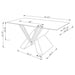 Taffeta Glass Top Mirrored Acrylic Coffee Table Silver - Walo Furniture 