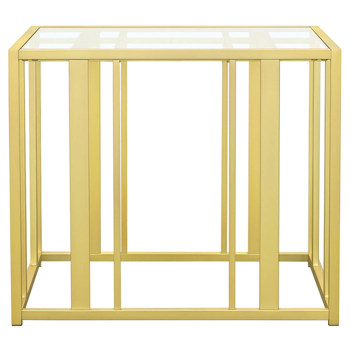 Adri Rectangular Glass Top Side End Table Matte Brass - Walo Furniture 