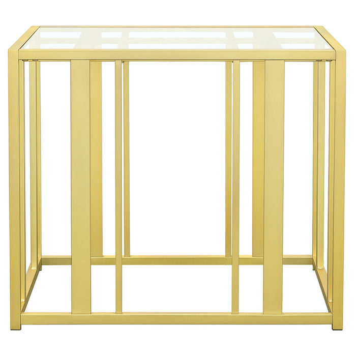 Adri Rectangular Glass Top Side End Table Matte Brass - Walo Furniture 