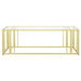 Adri Rectangular Glass Top Coffee Table Matte Brass - Walo Furniture 