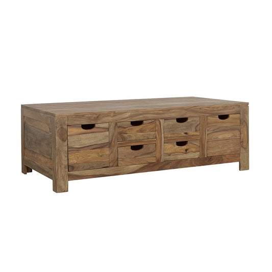 Esther 6-drawer Solid Wood Coffee Table Natural Sheesham - Walo Furniture 