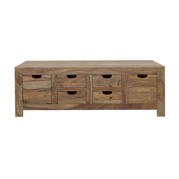 Esther 6-drawer Solid Wood Coffee Table Natural Sheesham - Walo Furniture 