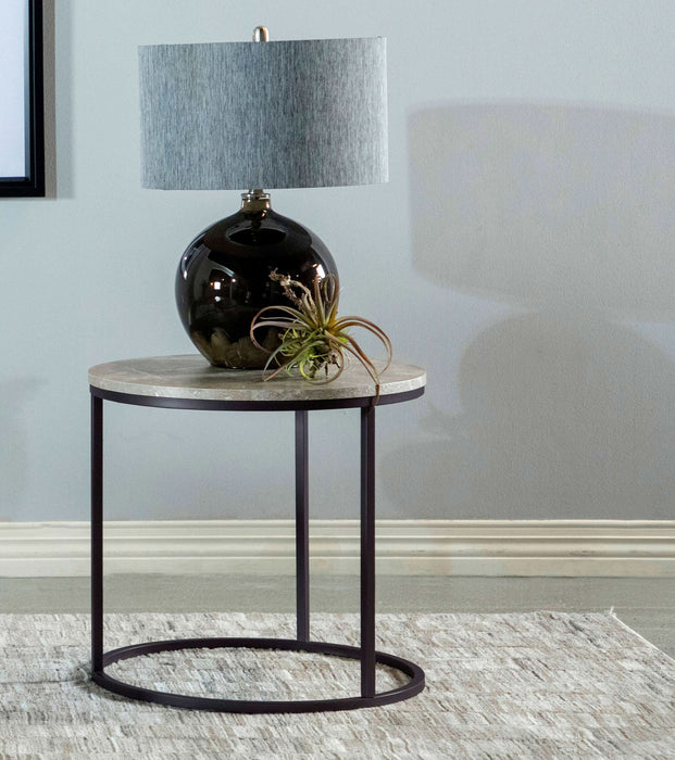 Lainey Round Faux Marble Side End Table Grey